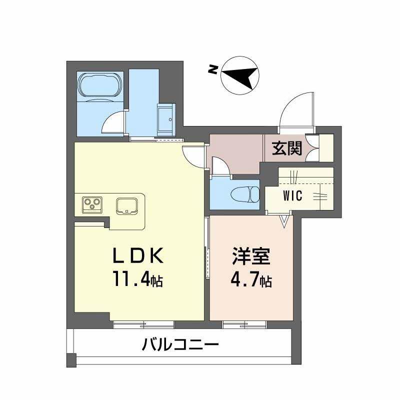 JR山陽本線 新倉敷駅 徒歩7分 3階建 新築(1LDK/3階)の間取り写真