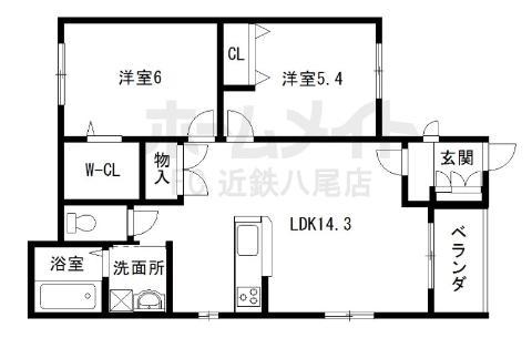 ヘーベルプランドール(2LDK/1階)の間取り写真