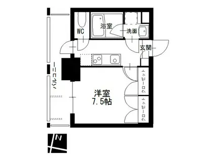 メイプルコート本山(1K/4階)の間取り写真