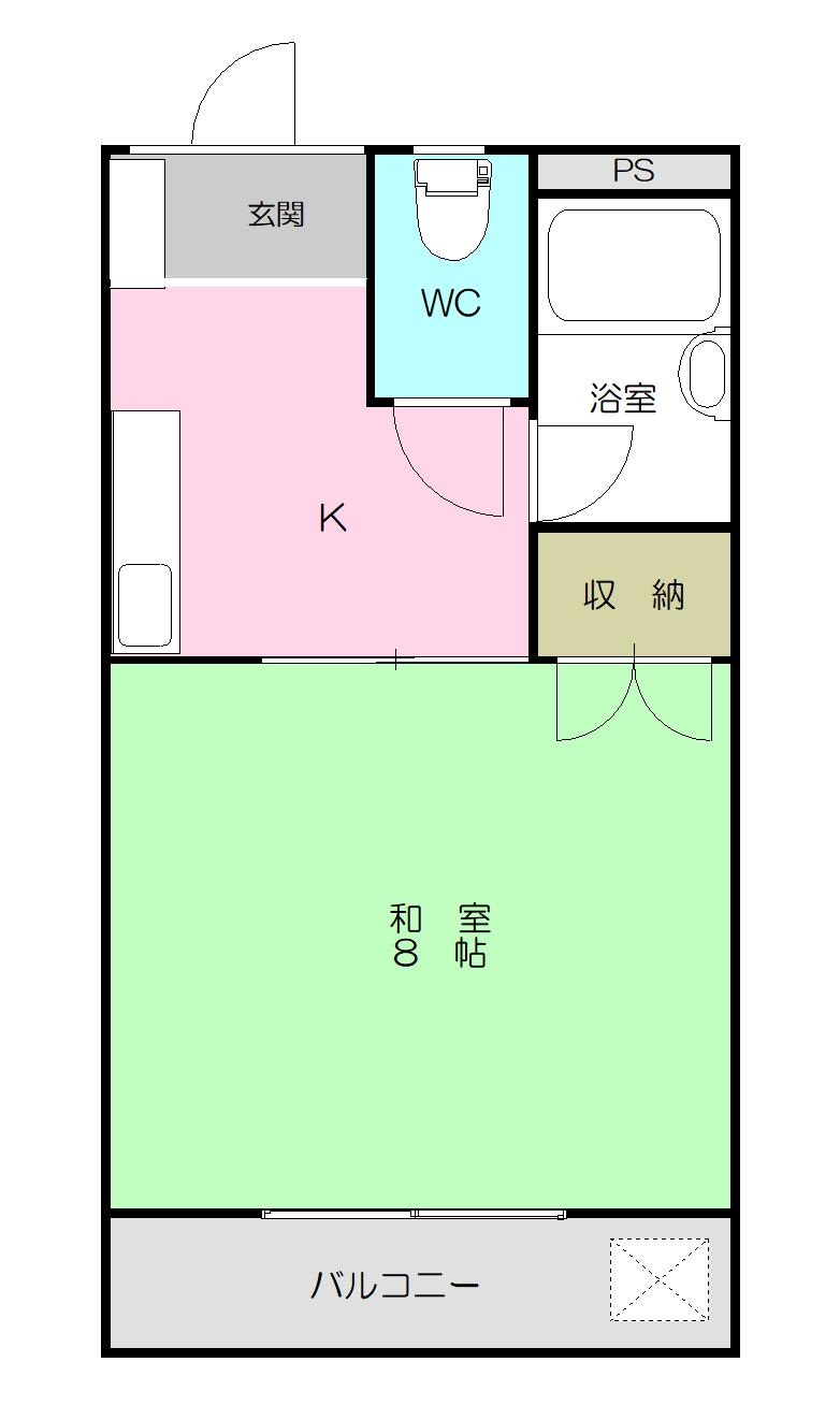 福岡マンション(1K/3階)の間取り写真