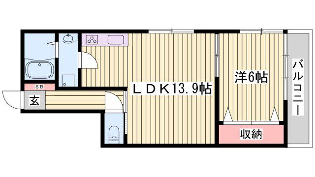 コーポ有本(1LDK/3階)の間取り写真