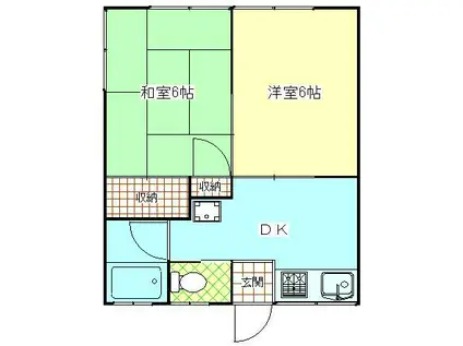 いさみハイツ(2DK/1階)の間取り写真