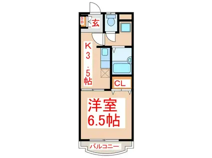 スカイヒルズM(1K/2階)の間取り写真