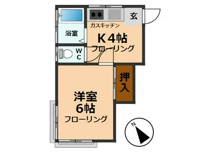コーポ金子(1K/2階)の間取り写真