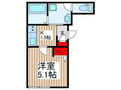 キャメル川口芝富士(1K/1階)の間取り写真