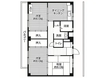 ビレッジハウス菅田6号棟(3DK/2階)の間取り写真