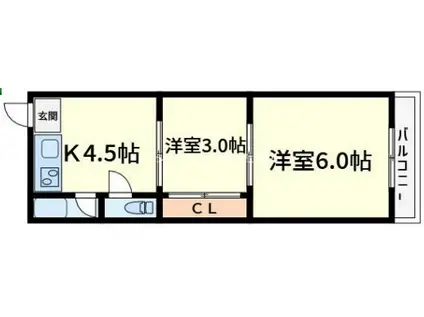 南愛マンション(2DK/4階)の間取り写真