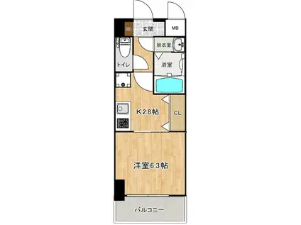 セオリー神戸アクアグルーブ(1K/3階)の間取り写真