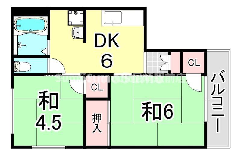 シティハイム橋本第3AP(2DK/2階)の間取り写真