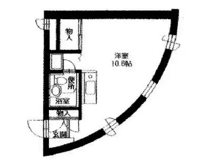 橋市マンション夕顔瀬(ワンルーム/1階)の間取り写真
