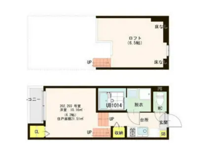 VILLA HERMOSA国見(ワンルーム/1階)の間取り写真