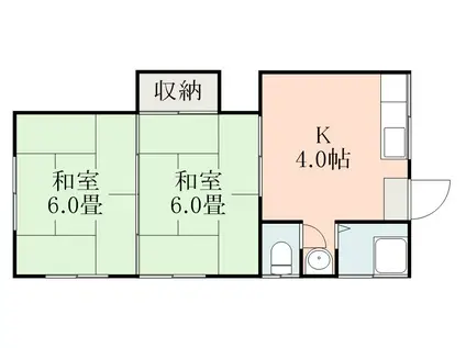 川崎アパート(2K/2階)の間取り写真
