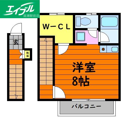 パルク大国(ワンルーム/2階)の間取り写真