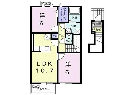 フレッシュリーレジデンスB(2LDK/2階)の間取り写真