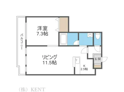 カールトン山の手(1LDK/1階)の間取り写真