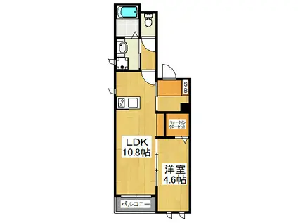 ピュール宮本(1LDK/3階)の間取り写真