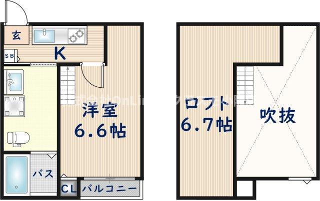 クレセントコート(1K/1階)の間取り写真