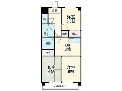 ローズコート大東(3DK/1階)の間取り写真