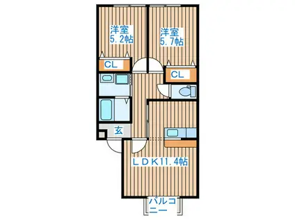 スカイフォレスト(2LDK/2階)の間取り写真