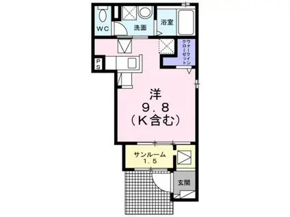 ライフステージ手柄(ワンルーム/1階)の間取り写真