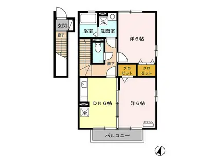 ワイズガーデンABC(2DK/2階)の間取り写真