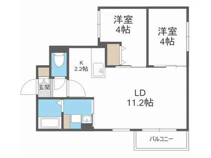トロワセリーヌ(2LDK/4階)の間取り写真