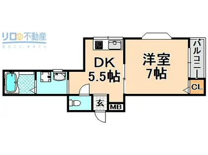 カトレア館(1DK/1階)の間取り写真