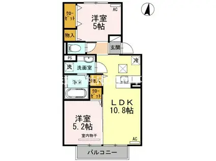 ブライトコート花繰(2LDK/1階)の間取り写真