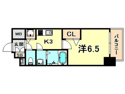 プレサンスKOBEグレンツ(1K/4階)の間取り写真