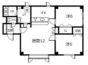 エポック神楽(2LDK/3階)の間取り写真