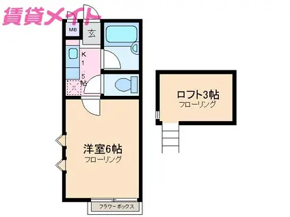 SILKY HOUSE山城(1K/1階)の間取り写真