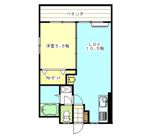 西川コーポ(1LDK/4階)の間取り写真