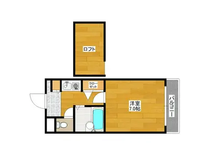 シャトレ豊津I(1K/4階)の間取り写真