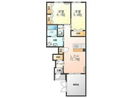 カーサ・カメリア(2LDK/1階)の間取り写真