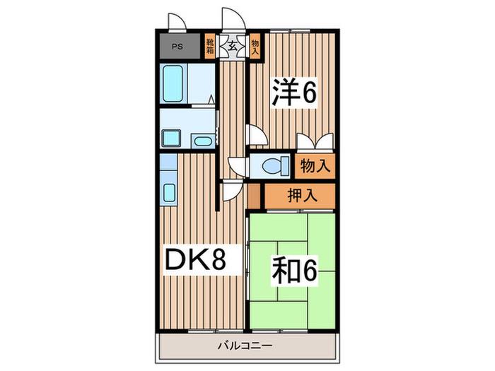 メゾンカワベ(2DK/1階)の間取り写真