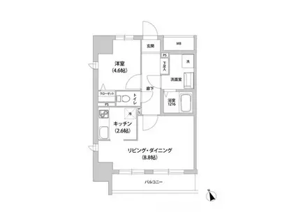 KANZE SHIBAURA RESIDENCE(1LDK/9階)の間取り写真