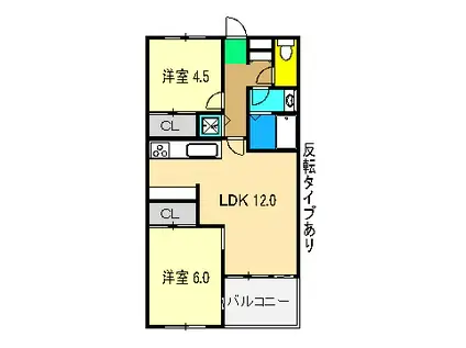 桜ハウス(2LDK/2階)の間取り写真