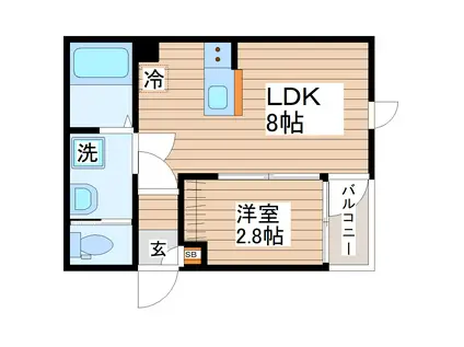 ANYRE長町I(1LDK/1階)の間取り写真