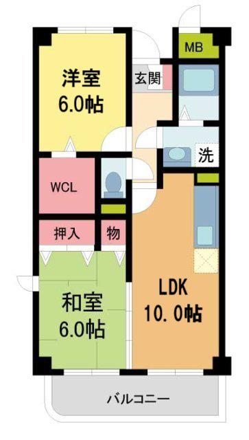 リブェール神田III(2LDK/3階)の間取り写真