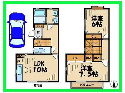 ファーストビュー(2LDK/1階)の間取り写真