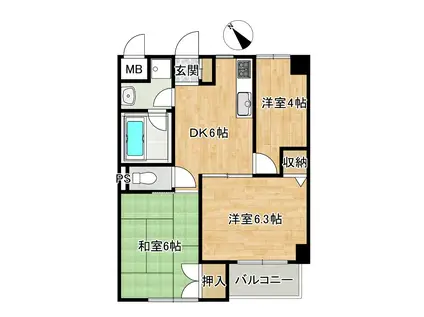 メルシー大森南(3DK/4階)の間取り写真