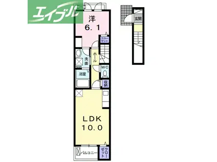 グランド・ルミエール北畝II(1LDK/2階)の間取り写真