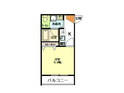 シュロスベルク(1K/2階)の間取り写真