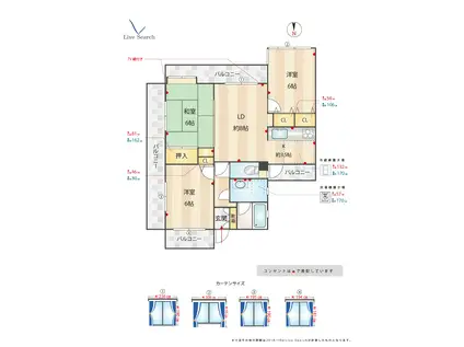 サンビューパレス長丘(3LDK/4階)の間取り写真