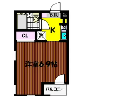 ジュネス洗足(1K/4階)の間取り写真