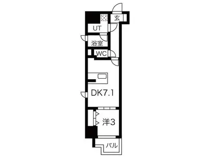 シーズンフラッツ錦糸町ウエスト(1DK/3階)の間取り写真