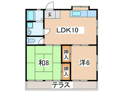 パ―ク乙舳(2LDK/2階)の間取り写真