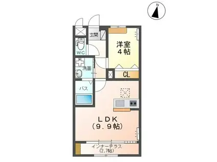 阿見町中央アパート(1LDK/1階)の間取り写真