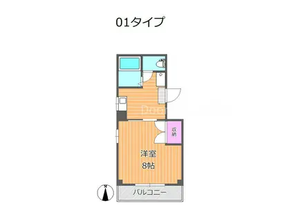 サンフォート幸町(1K/4階)の間取り写真