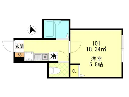 府中の森トゥインクル(1K/1階)の間取り写真